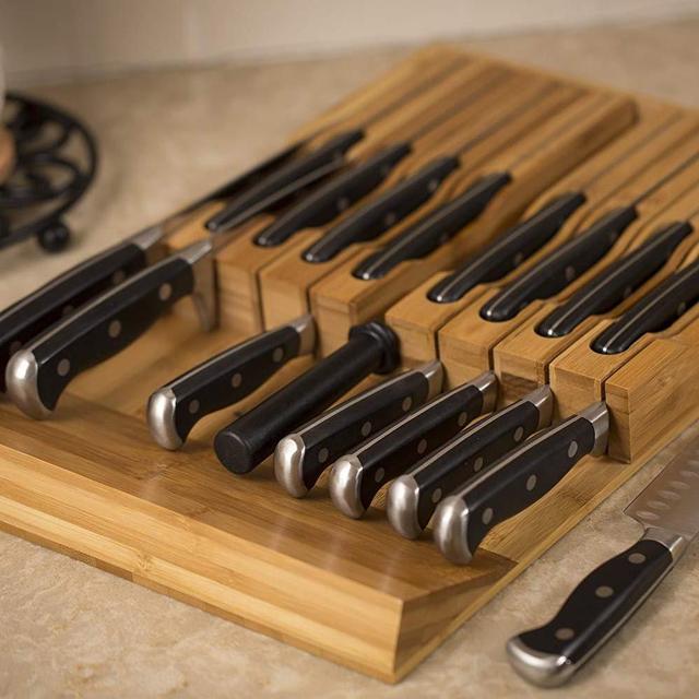 In-Drawer Bamboo Knife Block