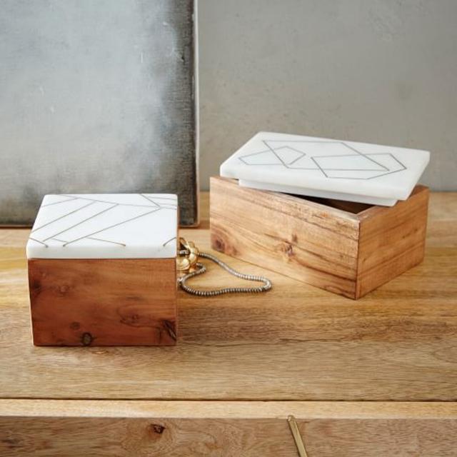 Roar + Rabbit Marble + Wood Jewelry Boxes