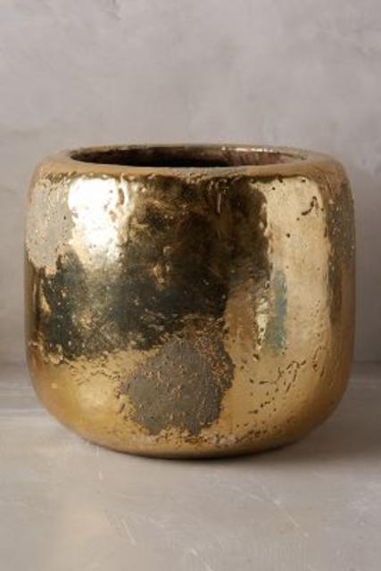 Metallic Crackle Herb Pot