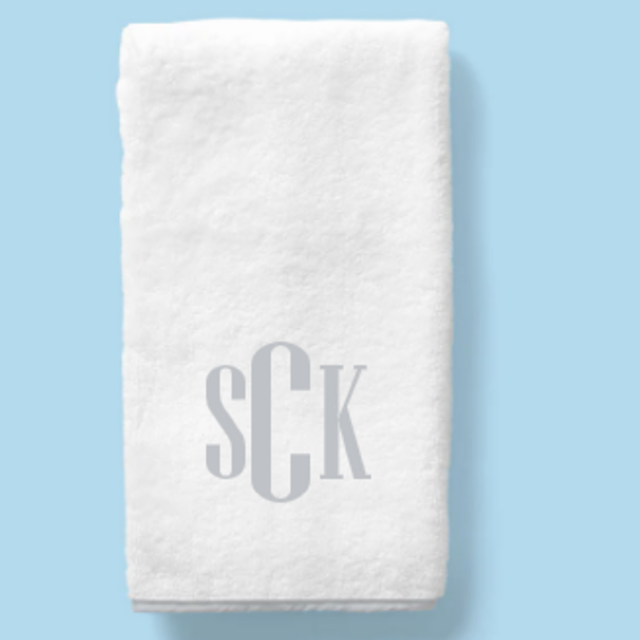 Piped Edge GREY Hand Towels (pair)- Monogrammed GREY