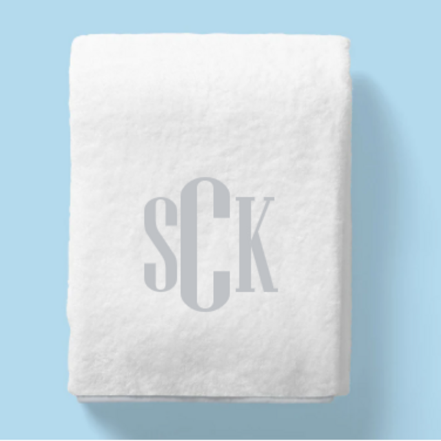 Piped Edge GREY Bath Sheet- Monogrammed GREY