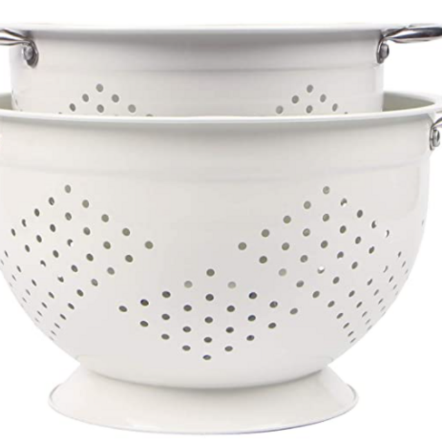 Rorence Powder Coated Steel Colander Set of 2 - White