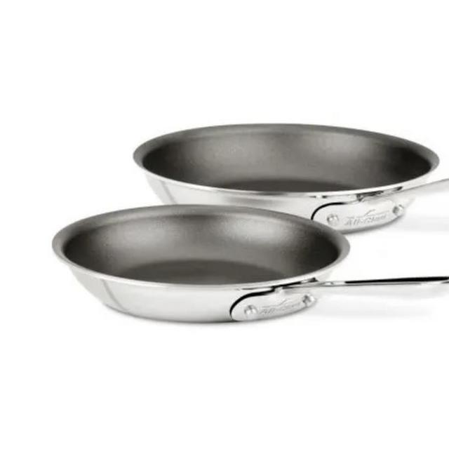 D5 Stainless Polished 5-ply Bonded Cookware Set, 2 piece Nonstick Fry Pan Set, 8 & 10 inch