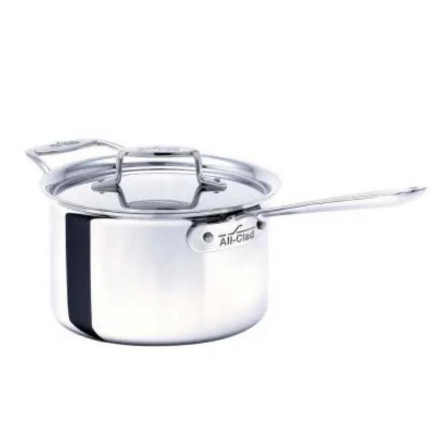 D5 Stainless Polished 5-ply Bonded Cookware, Sauce Pan with lid, 4 quart