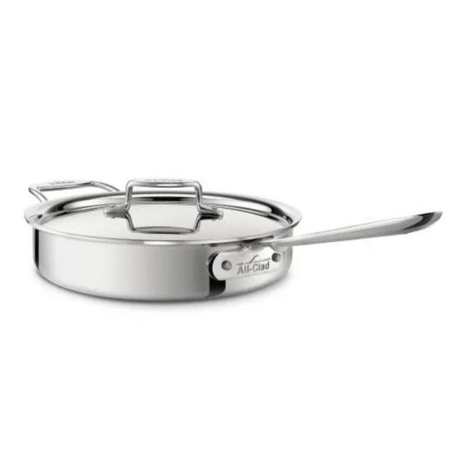 D5 Stainless Polished 5-ply Bonded Cookware, Saute Pan with lid, 3 quart