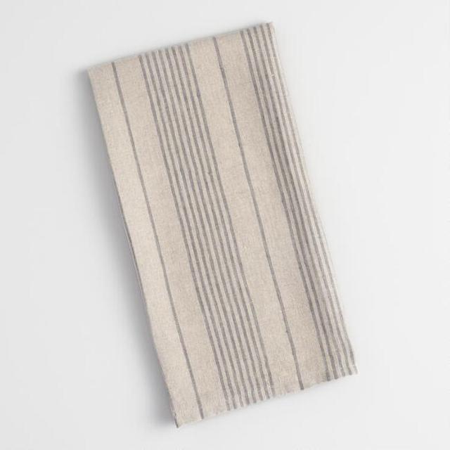 Gray and Natural Thin Stripes Kitchen Towel