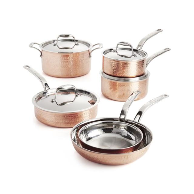 Lagostina Martellata Hammered Copper 10-Piece Cookware Set