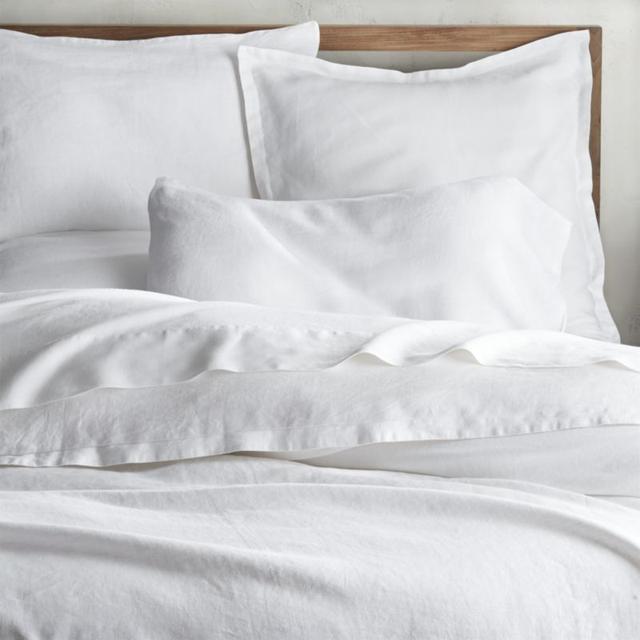 Lino II White Linen Duvet Covers and Pillow Shams