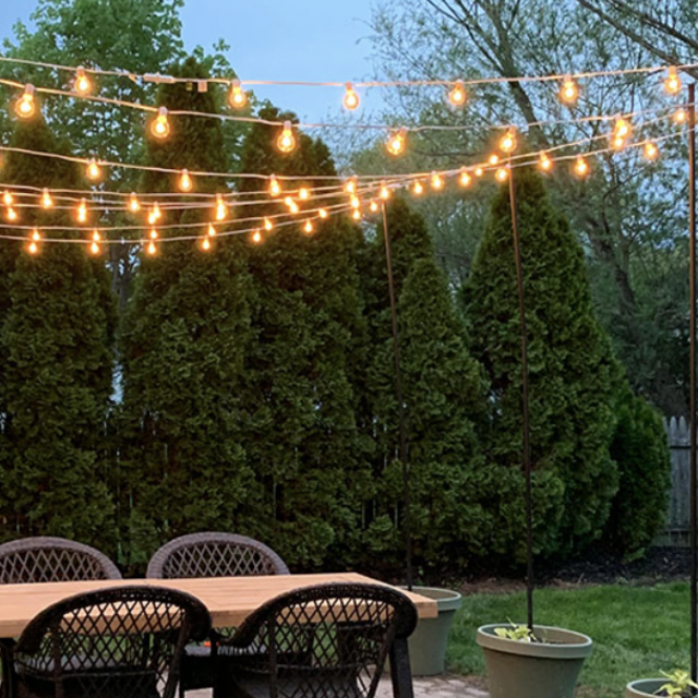 Outdoor Metal Poles with Hooks for String Lights