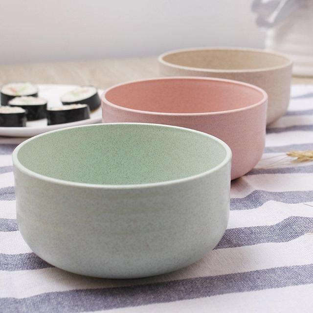 Wheat Straw Bowls 4.5” 3 Pack, Eastel Natural Non-Toxin Healthy Eco-Friendly Green Pasta Soup Bowl Sets, Dishwasher Microwave Safe Unbreakable Lightweight Tableware Dinnerware Fruit Snack Containers