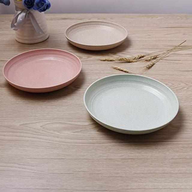 Lightweight Degradable Wheat Straw Plates 7.87” 3 Pack, iTavah Unbreakable Non-Toxin Healthy Eco-Friendly Dishes, Dishwasher Microwave Safe Easy Clean Tableware Dinnerware Fruit Snack Containers