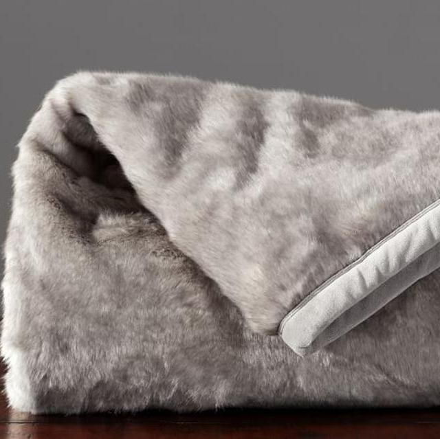 Bunny Faux Fur Throw - Gray