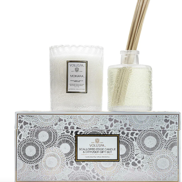 Mokara Scalloped Candle & Diffuser Gift Set