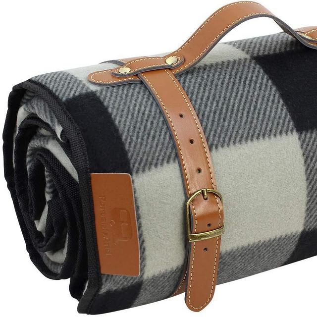 Portable And Extra Large Picnic & Outdoor Blanket 3 Layers for Water-Resistant Handy Mat Tote Spring Summer Black and White Checkered Great for The Beach,Camping on Grass Waterproof Sandproof