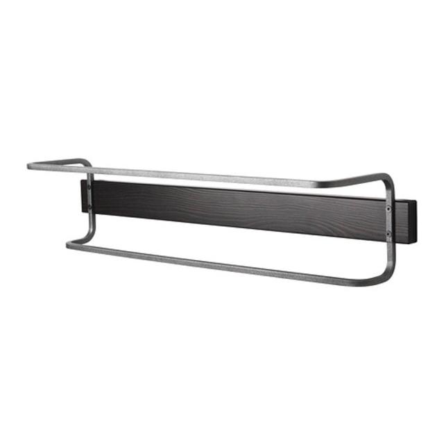 HJÄLMAREN				Towel rail, double, black-brown stain