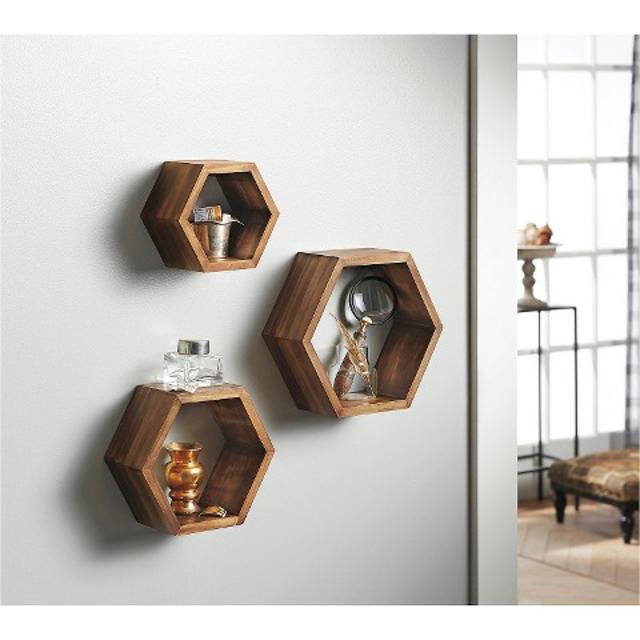 Threshold™ Hexagon Wall Cube set of 3 - Graywash 