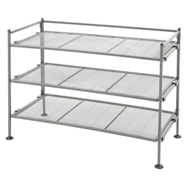 Seville Classics Mesh 3-Tier Shoe/Utility Rack - Gray