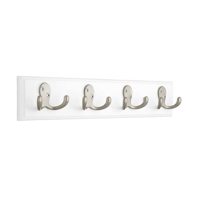 Liberty® 4 Double Prong Robe Hook Rack in White