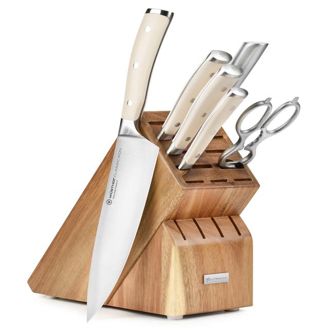 Wusthof Classic Ikon Creme 7 Piece Acacia Knife Block Set