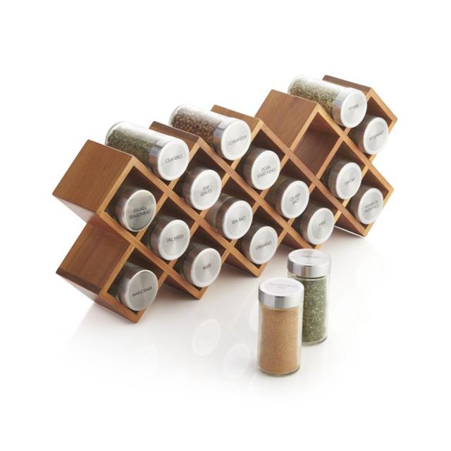 18-Jar Acacia Wood Spice Rack