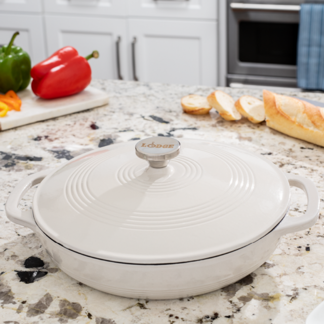 3.6 Quart Oyster Enameled Cast Iron Covered Casserole