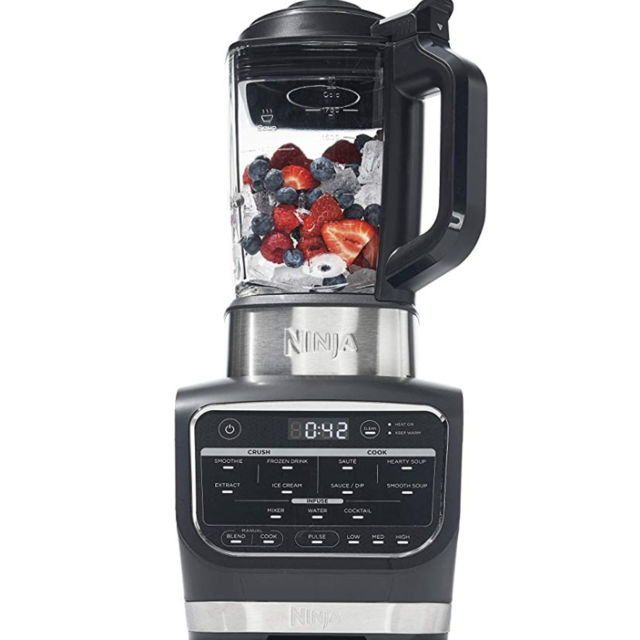 Ninja Foodi Cold & Hot Cook Hot Soups, Sauces and Dips Blender with 1400 Peak Watts to Crush Frozen Drinks & Smoothies Nonstick Glass Pitcher (HB152), 64 oz, Black