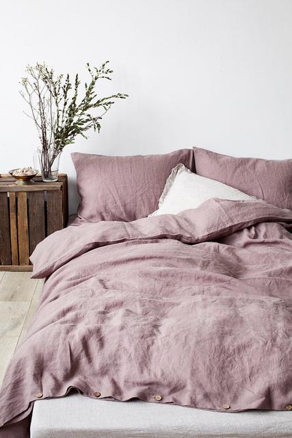 Ashes of Roses Stone Washed Linen Duvet Cover