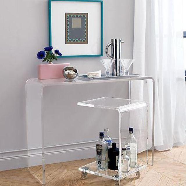CB2 peekaboo 38" acrylic console table