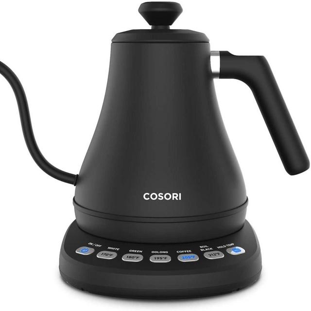 COSORI CO108-NK Electric Gooseneck 0.8L 5 Variable Presets Pour Over Kettle & Coffee Kettle, 100% Stainless Steel Inner Lid & Bottom, Matte Black