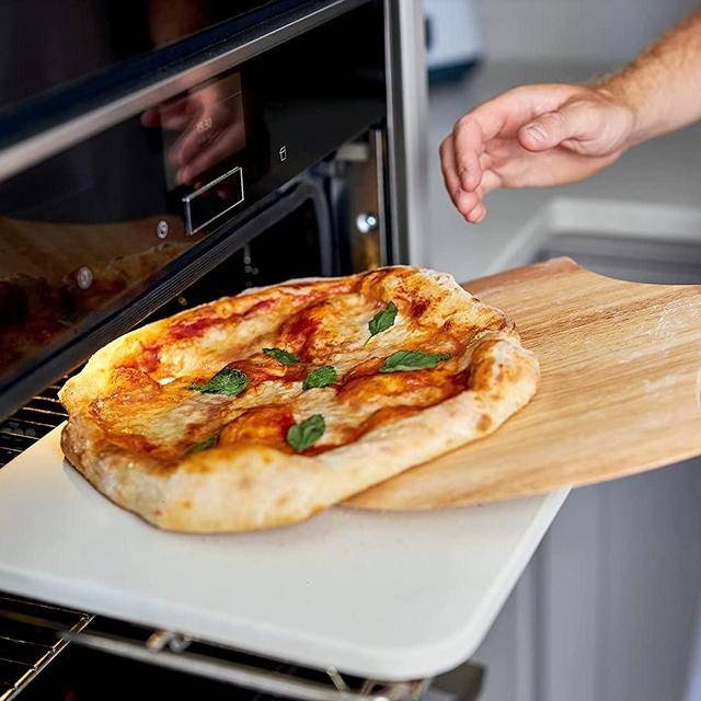 GRILL PIZZA STONE | Rectangular Pizza Stone For Oven Baking & BBQ Grilling With Free Wooden Peel | Extra Large 15 x 12" Inch Durable Cordierite Cooking Stone.