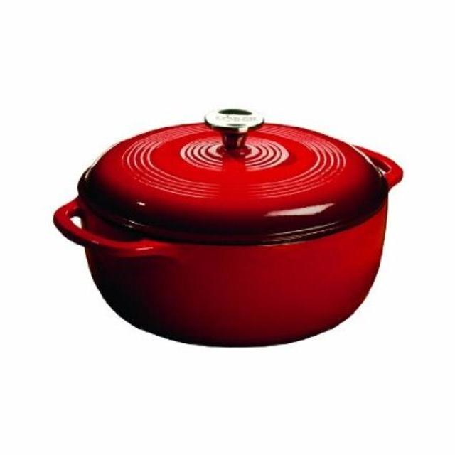 Lodge Color EC6D43 Enameled Cast Iron Dutch Oven, Island Spice Red, 6-Quart