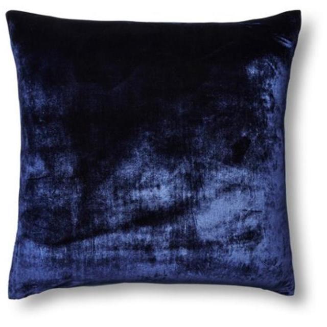 Silk Velvet/Chambray 22x22 Pillow, Navy