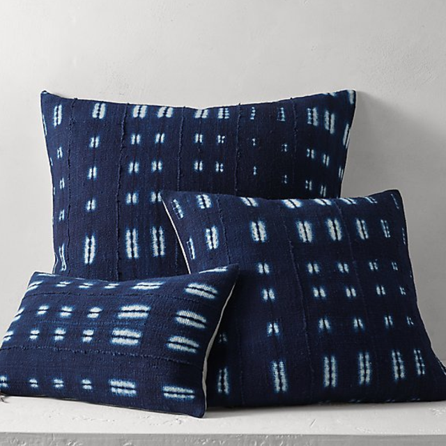 Handcrafted African Indigo Shibori Pillow Cover