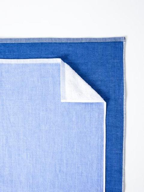 Two Tone Chambray Towel Set - Blue