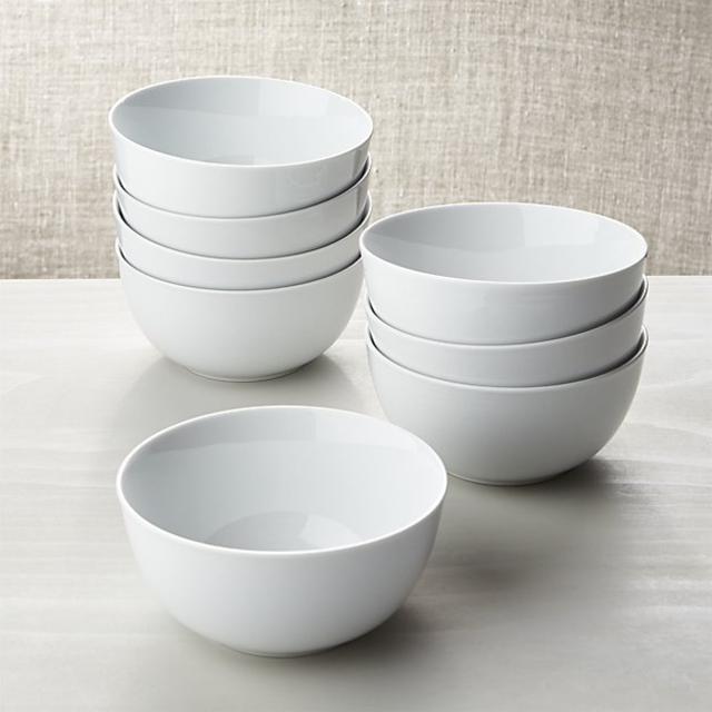 White Porcelain Cereal Bowls Set of 8