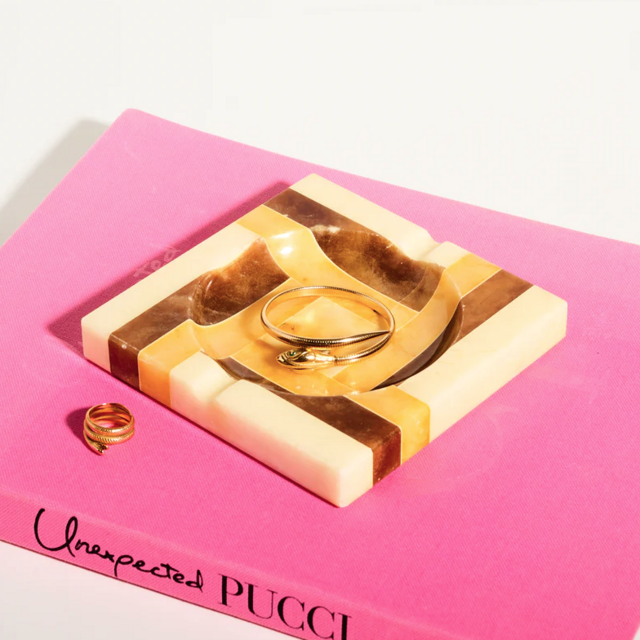 Alabaster Inlaid Geometric Pattern Catchall