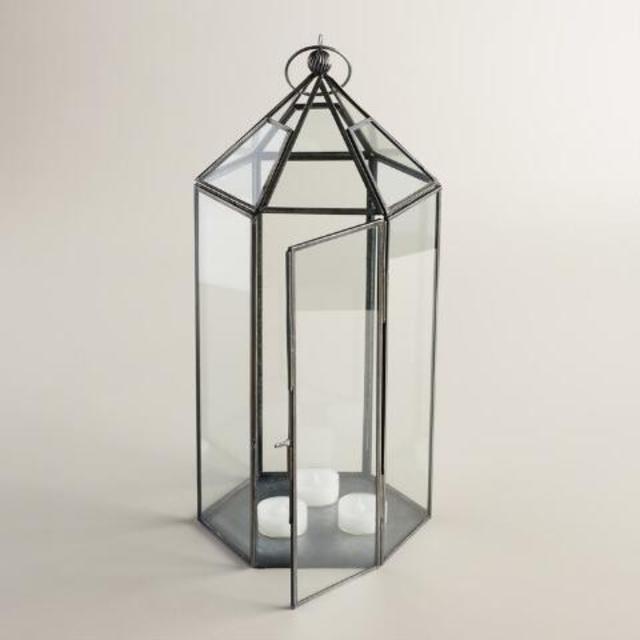 Large Antique Zinc Metal Riley Hexagon Lantern