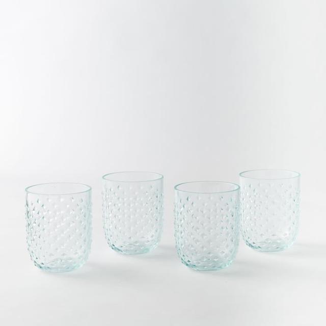 Hobnail Acrylic Double Old Fashion Glasses - Set of 4