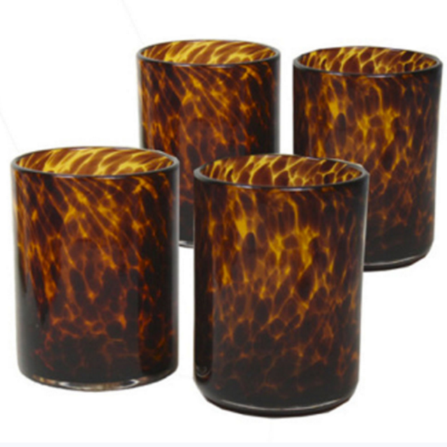 TORTOISE SHELL ROCKS GLASSES - Set of 4