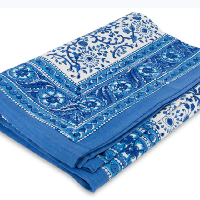 FLORAL VINE TABLECLOTH- Blue