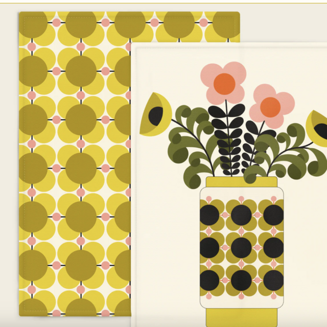 Orla Kiely Set of 2 Tea Towels in Atomic Flower Dandelion