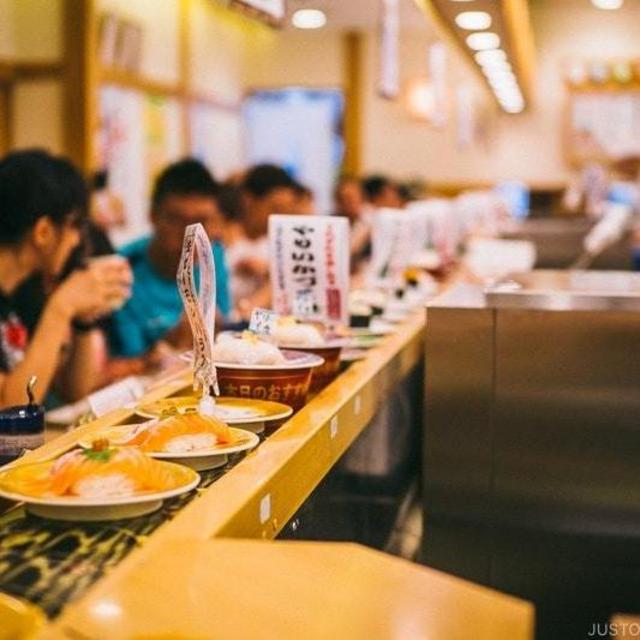 We're not above conveyor belt sushi in Tokyo