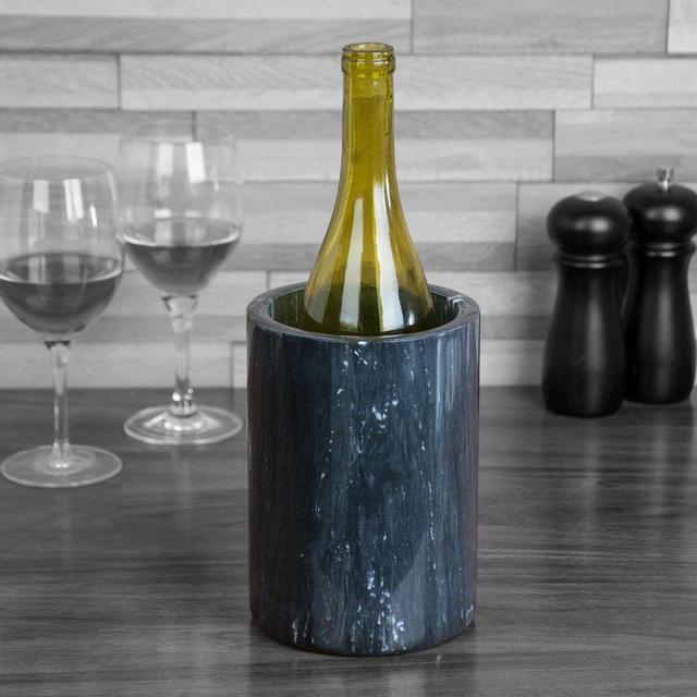 Marble Wine Cooler/Champagne Chiller, Natural Black Marble, 6 x 4-Inch Elegant Wine Bottle Chiller by Tezzorio