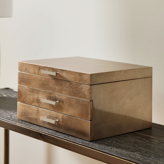 West Elm Champagne Lacquer Jewelry Box - Medium