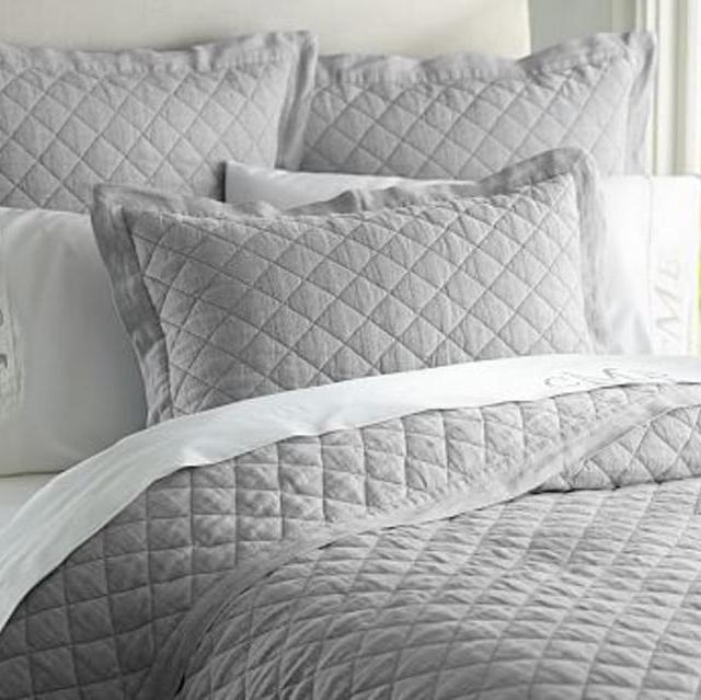 Belgian Flax Linen Diamond Quilt | Flagstone | King