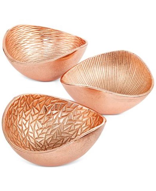 Simply Designz Serveware, Set of 3 Metallic Organic Nut Bowls