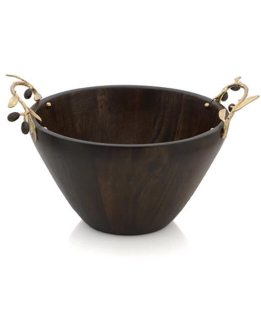 Michael Aram Olive Branch Gold Wood Serving Bowl