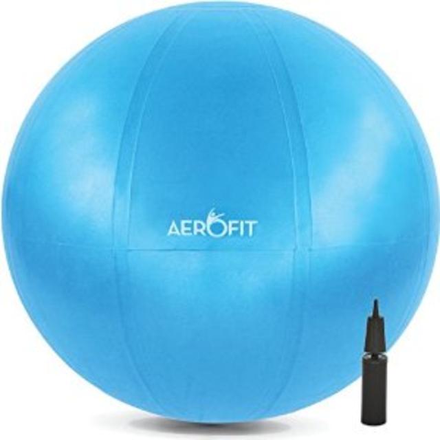 Exercise Stability Ball with Pump (LARGE) - Anti Burst & Eco Friendly - Double Layered, Non Toxic & Latex Free PVC - For Fitness, Yoga, Pilates, Swiss, Birthing, Balance, Gym, Workout - Or To Sit On At Work or Home - 65 75 Cm, 26 30 Inches, Blue