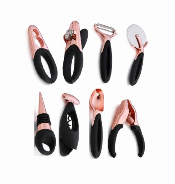 Luvide Kitchen Tools appliance Gadgets Utensils Cooking Tools Home Set 8-Piece - Nut Cracker,Can Opener, Peeler, Pizza Cutter, Wine Stopper,Wine Opener,Ice Cream Scoop and Garlic Press