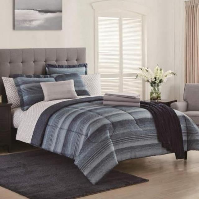 Blue Stripe Queen 14-Piece Comforter Set